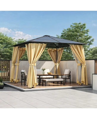 Streamdale Furniture10'x10' Hardtop Gazebo, Aluminum Frame, Netting & Screens