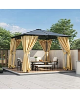 Streamdale Furniture10'x10' Hardtop Gazebo, Aluminum Frame, Netting & Screens