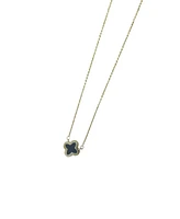 Adornia Gold Fluted Edge Black Clover Pendant Necklace