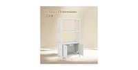 Volenca Bathroom Storage Cabinet with Open Shelves and Double Doors