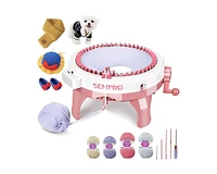 Sentro 48-Needle Pink Knitting Machine | 1-Touch Knitting for Scarves, Hats & Sweaters | Beginner & Diy Friendly | Includes Tutorial & Tools