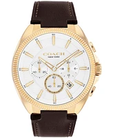 Coach Men's Jackson Dark Brown Leather Calfskin Strap Watch, 44.1mm