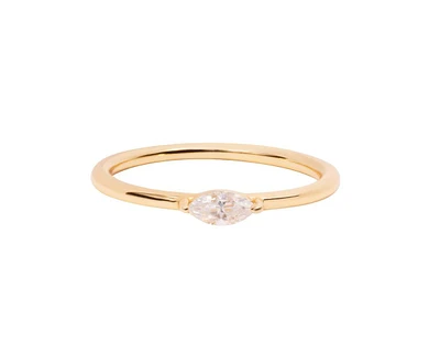 Marquise Birthstone Ring - April Moissanite