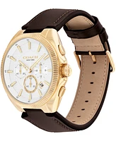 Coach Men's Jackson Dark Brown Leather Calfskin Strap Watch, 44.1mm