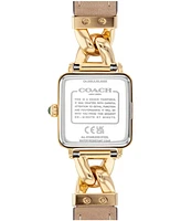 Coach Women's Cass Gold Tone Stainless Steel and Dark Green Leather Calfskin Strap Watch, 22mm