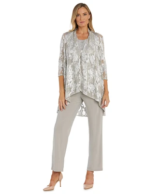 R & M Richards Petite Metallic Swing Jacket, Tank and Pants 3-Pc. Set