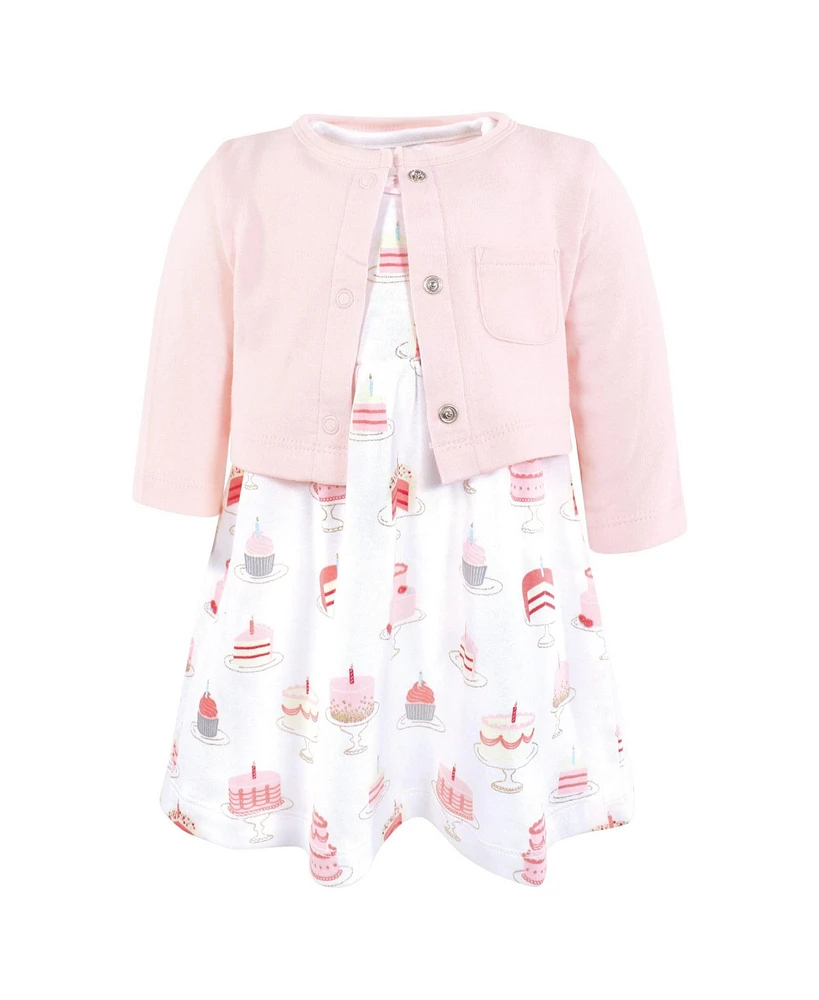 Hudson Baby Girls Cotton Dress and Cardigan Set
