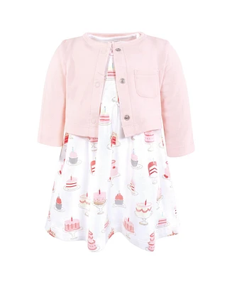 Hudson Baby Girls Cotton Dress and Cardigan Set