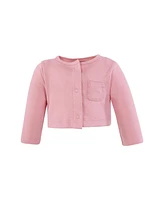 Hudson Baby Girls Cotton Dress and Cardigan Set, Mauve Modern Botanical