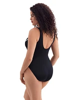 Longitude by Mimi Flamingo Women's Solidtude Fan Tank Modern Leg One Piece Swimsuit