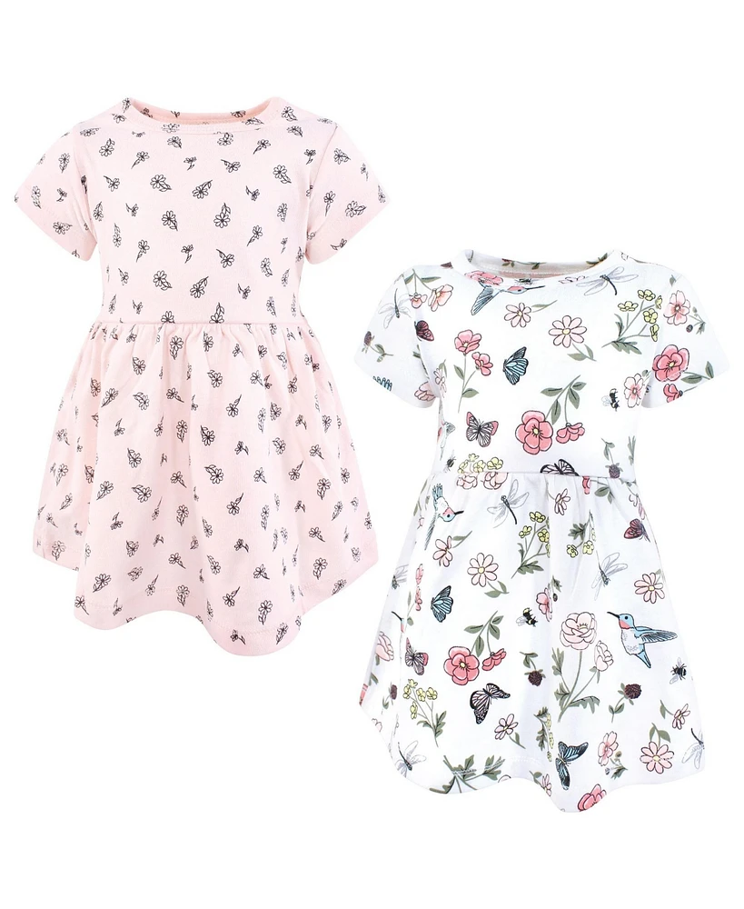 Hudson Baby Infant and Toddler Girls Cotton Dresses, Hummingbird Garden
