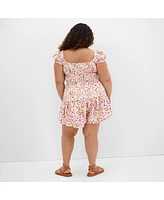 City Chic Plus Zuri Print Playsuit