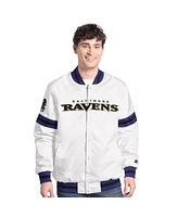 Starter Men's White Baltimore Ravens Scout Full-Snap Varsity Jacket