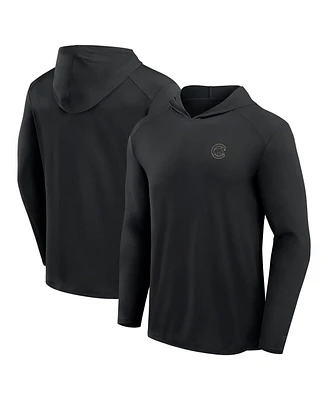 Fanatics Men's Black Chicago Cubs Front Office Power Mono Long Sleeve Hoodie T-Shirt