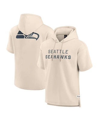 Fanatics Men's Cream Seattle Seahawks Elements Future Ground Lettering Short Sleeve Pullover Hoodie