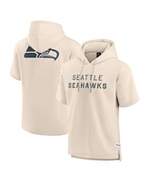Fanatics Men's Cream Seattle Seahawks Elements Future Ground Lettering Short Sleeve Pullover Hoodie