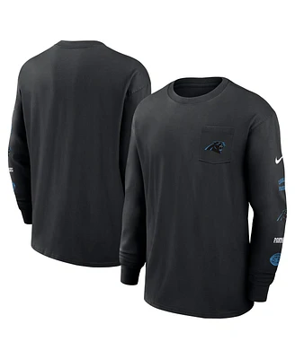 Nike Men's Black Carolina Panthers Rewind Heavy Max90 Pocket Long Sleeve T-Shirt