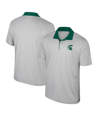 Colosseum Men's Gray Michigan State Spartans Big Tall Tuck Striped Polo Shirt