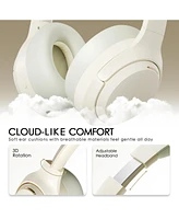 Sugift Beige Over-Ear Bluetooth Headphones with Noise Cancellation