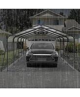 Streamdale Furniture Metal Carport 13x26.5 Ft Heavy Duty Galvanized Steel Roof Gray