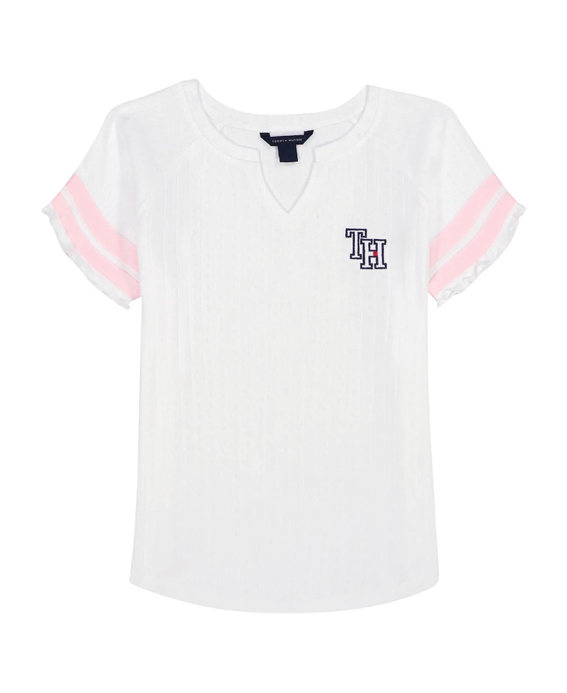 Tommy Hilfiger Big Girls Pointelle Short Sleeve T-Shirt