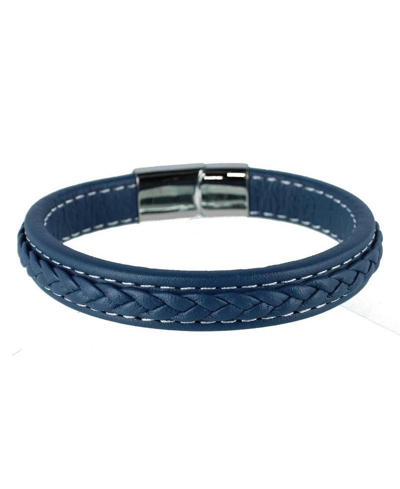 Trafalgar Amari's Azure Stitched Leather Secure Clasped Bracelet