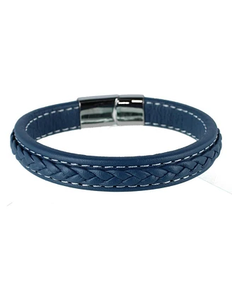 Trafalgar Amari's Azure Stitched Leather Secure Clasped Bracelet
