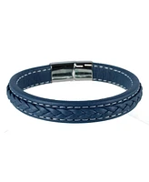 Trafalgar Amari's Azure Stitched Leather Secure Clasped Bracelet