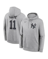 Nike Men's Anthony Volpe Heather Gray New York Yankees Player Name Number Club Fleece Pullover Hoodie