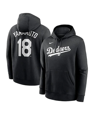 Nike Men's Yoshinobu Yamamoto Black Los Angeles Dodgers Player Name Number Club Fleece Pullover Hoodie