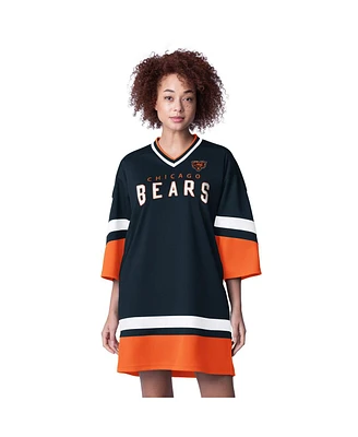 Starter Women's Navy Chicago Bears Slap Shot 3/4 Sleeve Sneaker Dress