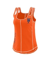 Wear by Erin Andrews Women's Orange New York Mets Contrast Stitch Tank Top