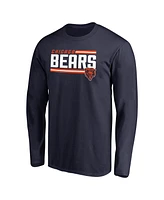 Fanatics Mto Label Men's Navy Chicago Bears Iconic Collection on Side Stripe Long Sleeve T-Shirt
