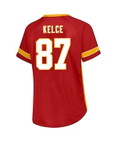 Fanatics Women's Travis Kelce Red Kansas City Chiefs Plus Name Number Lace-Up T-Shirt