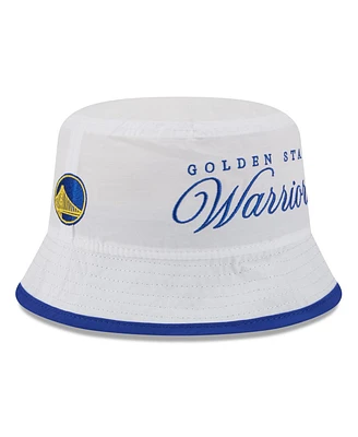 New Era Men's White/Royal Golden State Warriors 2025 Nba Draft Nylon Bucket Hat