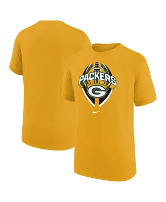 Nike Big Boys and Girls Gold Green Bay Packers Icon Legend T-Shirt