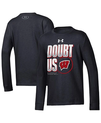 Under Armour Big Boys and Girls Black Wisconsin Badgers March Madness Unity Long Sleeve T-Shirt