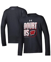 Under Armour Big Boys and Girls Black Wisconsin Badgers March Madness Unity Long Sleeve T-Shirt