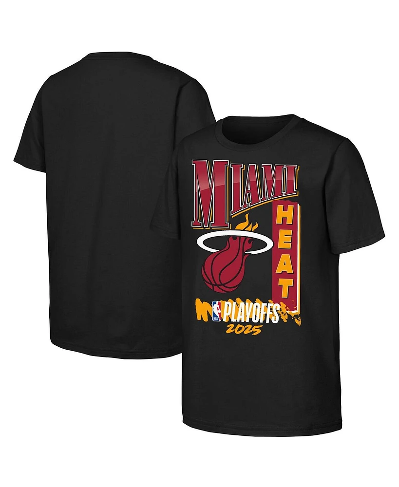 Outerstuff Big Boys and Girls Black Miami Heat 2025 Nba Playoffs Hype T-Shirt
