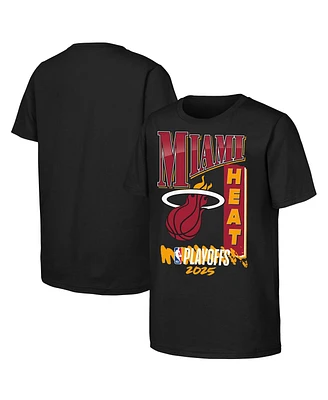 Outerstuff Big Boys and Girls Black Miami Heat 2025 Nba Playoffs Hype T-Shirt