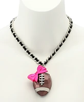 Betsey Johnson Pink Kick Off Bow Football Pendant Statement Necklace