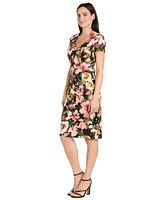 R & M Richards Women's Floral-Print Short-Sleeve Dress