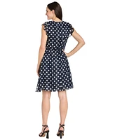 R & M Richards Women's Printed Metallic-Stripe A-Line Dress
