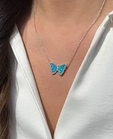 Kamaria Butterfly Necklace with Lab-Grown Opal Sterling Silver