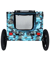 Heavy Duty Pet Bike Trailer - All-Terrain Wheels, Blue/Grey