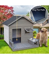 Streamdale Furniture Large Balcony Dog House with Terrace & Cleaning Mat
