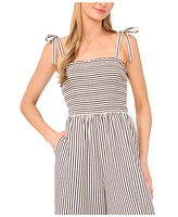 CeCe Women's Tie Strap Smocked Bodice Jumpsuit