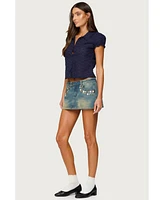 Edikted Women's Lanie Eyelet Tailored Button Up Shirt
