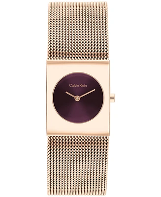 Calvin Klein Women's Rose Gold Tone Stainless Steel Mesh Bracelet Watch, 21.5mm