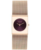 Calvin Klein Women's Rose Gold Tone Stainless Steel Mesh Bracelet Watch, 21.5mm
